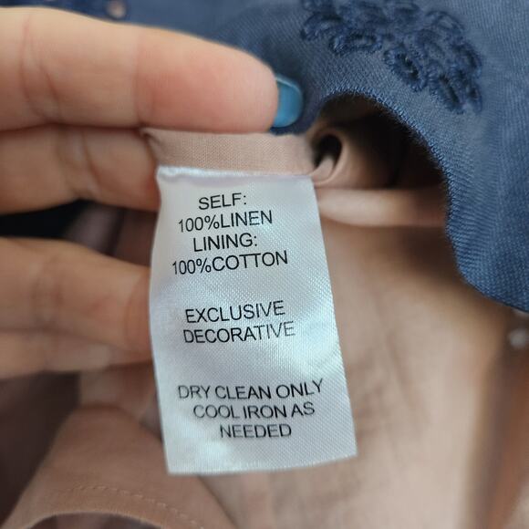 FIGUE Darcy Linen Eyelet Mini Dress 4 Navy Party Fairycore Wedding Cocktail - Picture 7 of 9